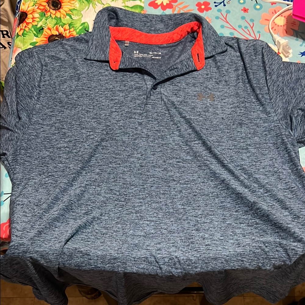 Under Armour Blue and Red Polo Shirt Athletic Style